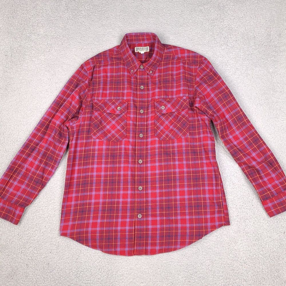 Duluth Trading Co Flannel Shirt Mens Large Red Plaid Button Down‎ Outdoor